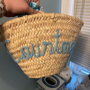 Straw Mini Bag - Light Blue Name - Courtney
